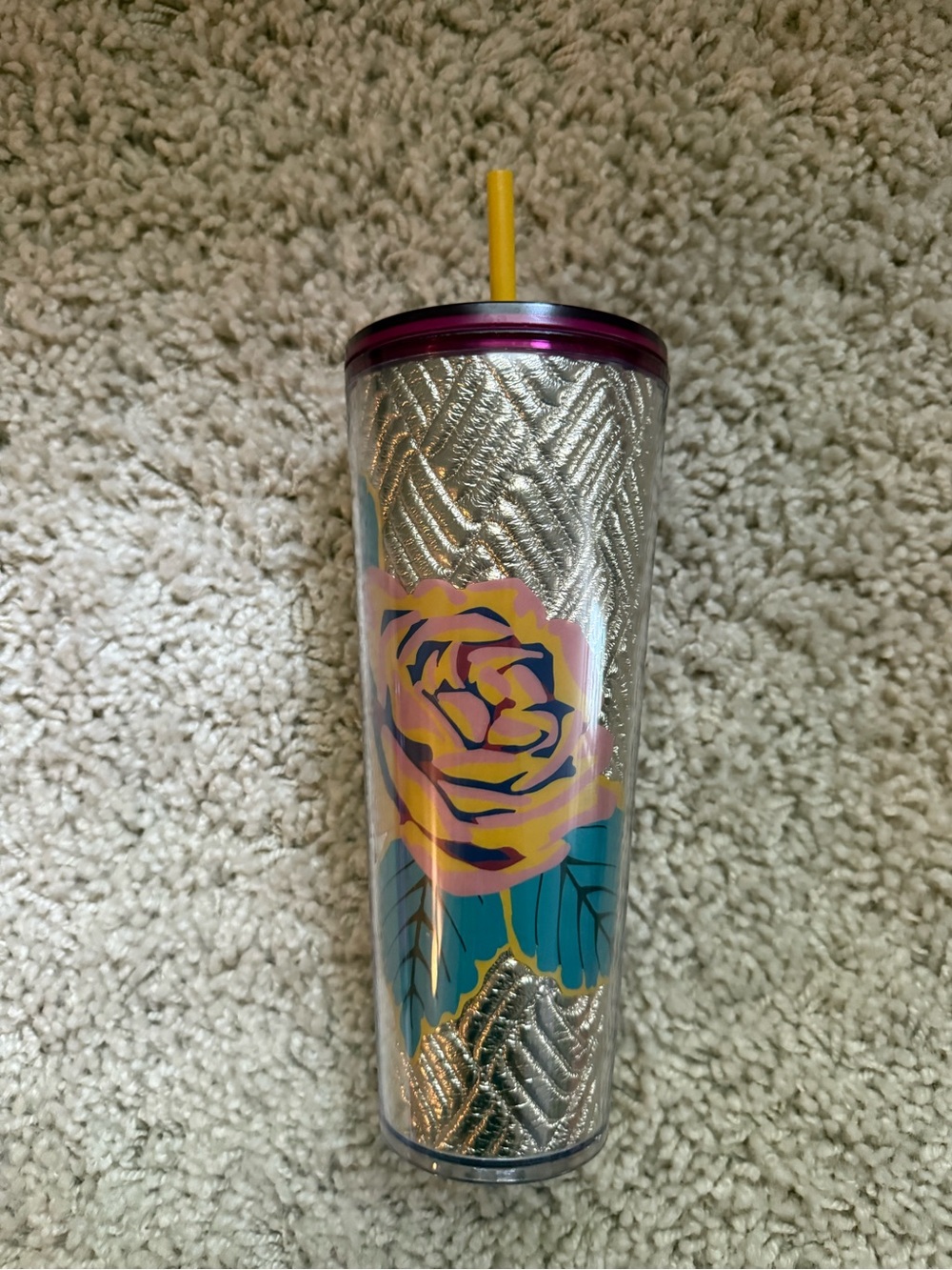 Starbucks gold and floral tumbler